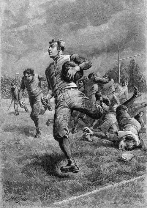 Framed Print : US FOOTBALL PLAYER RUNS Framed Print : US FOOTBALL PLAYER RUNS