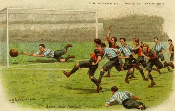 Framed Print : Football: Scoring a goal Framed Print : Football: Scoring a goal