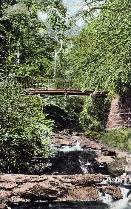 Framed Print : Footbridge over Hayburn Beck above Hayburn Wyke, North Yorkshire. Date: circa 1910s Framed Print : Footbridge over Hayburn Beck above Hayburn Wyke, North Yorkshire. Date: circa 1910s