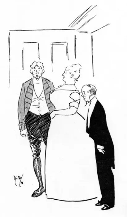 Framed Print : Footman announcing arrival of Mr and Mrs Tootle Framed Print : Footman announcing arrival of Mr and Mrs Tootle