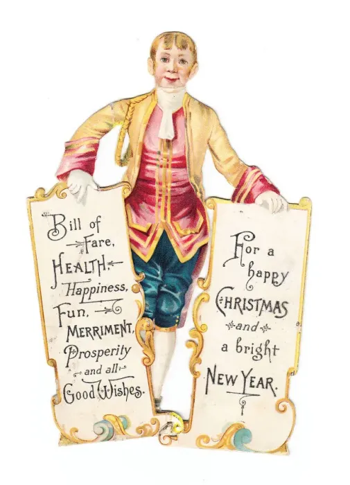 Framed Print : Footman on a cutout Christmas and New Year card Framed Print : Footman on a cutout Christmas and New Year card