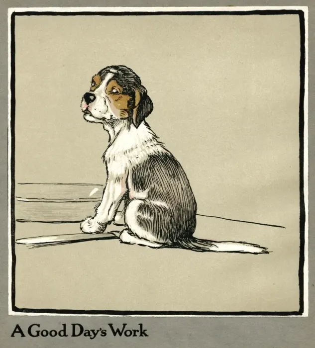 Framed Print : Forager the puppy sits by the empty plate Framed Print : Forager the puppy sits by the empty plate