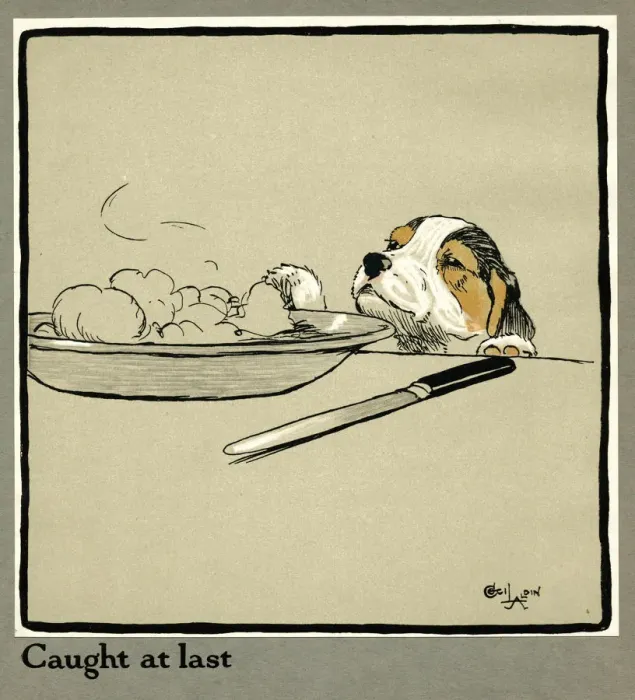 Framed Print : Forager the puppy sniffs at the Irish stew Framed Print : Forager the puppy sniffs at the Irish stew
