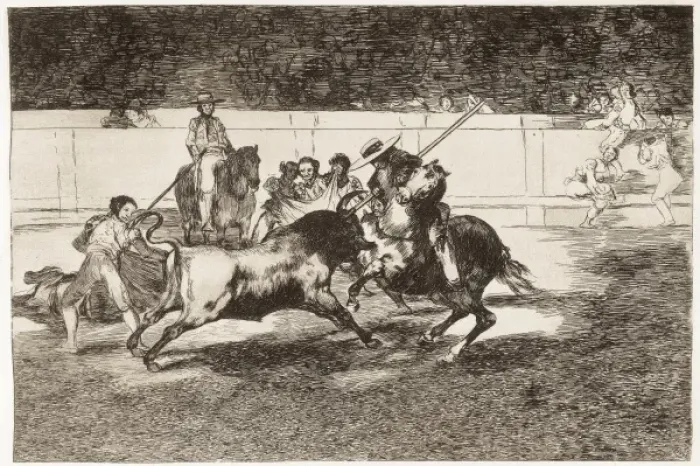 Framed Print : The forceful Rendon stabs a bull Framed Print : The forceful Rendon stabs a bull