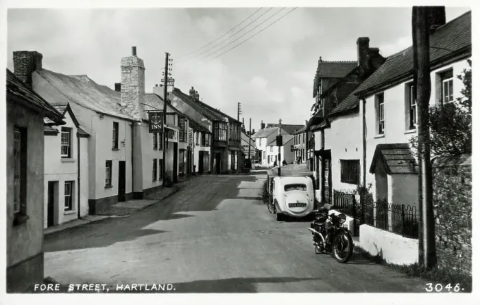 Framed Print : Fore Street, Hartland, Devon Framed Print : Fore Street, Hartland, Devon