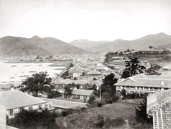Foreign settlement and Nagasaki harbour, Japan, c. 1880 s
