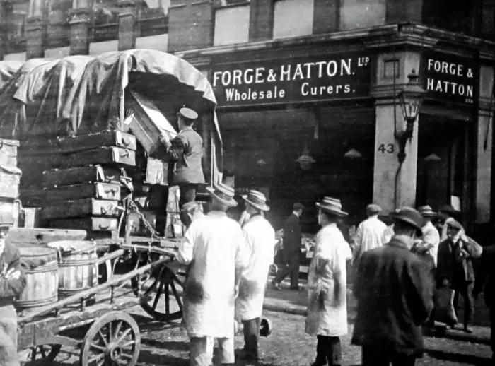 Framed Print : Forge and Hatton, Wholesale Fish Curers, Billingsgate Market Framed Print : Forge and Hatton, Wholesale Fish Curers, Billingsgate Market