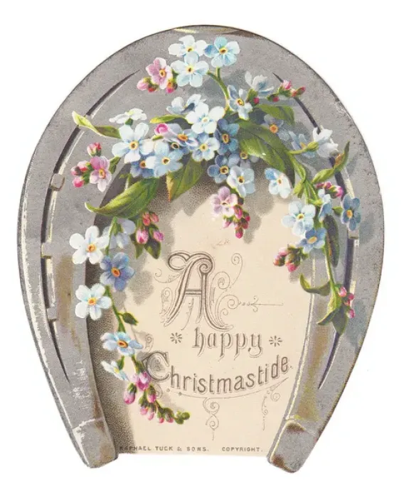 Framed Print : Forgetmenots on a horseshoe-shaped Christmas card Framed Print : Forgetmenots on a horseshoe-shaped Christmas card