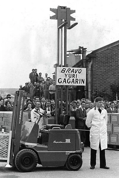 Fork-lift truck Gagarin salute