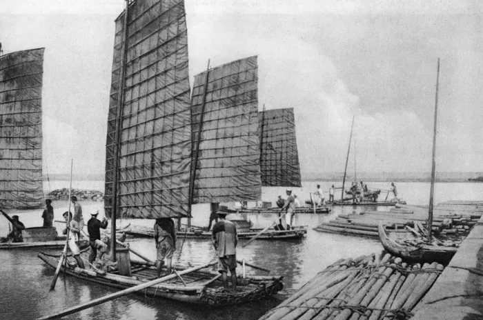 Framed Print : Formosan men aboard their boats Framed Print : Formosan men aboard their boats