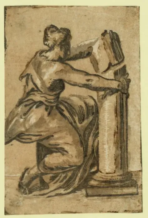 Framed Print : Fortitude. Allegorical print showing a woman as Fortitude Framed Print : Fortitude. Allegorical print showing a woman as Fortitude