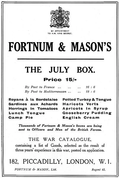 Fortnum & Masons advertisement, WW1