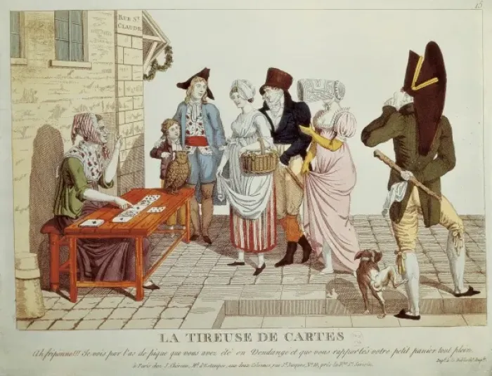 Framed Print : Fortune teller. Engraving. FRANCE. Paris. Mus饠 Framed Print : Fortune teller. Engraving. FRANCE. Paris. Mus饠