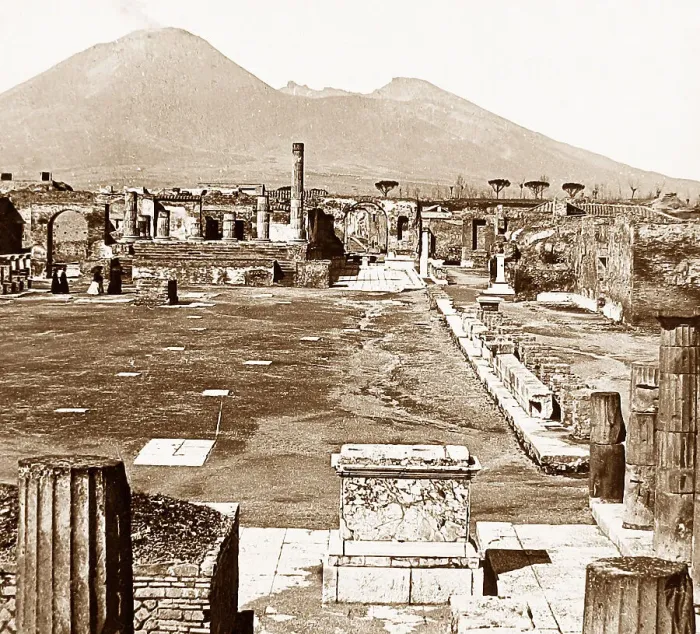 Framed Print : Forum of Pompeii and Vesuvius, Italy Framed Print : Forum of Pompeii and Vesuvius, Italy