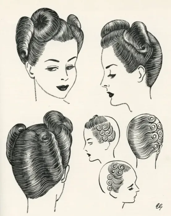 Framed Print : Forward movement hairstyle 1940s Framed Print : Forward movement hairstyle 1940s