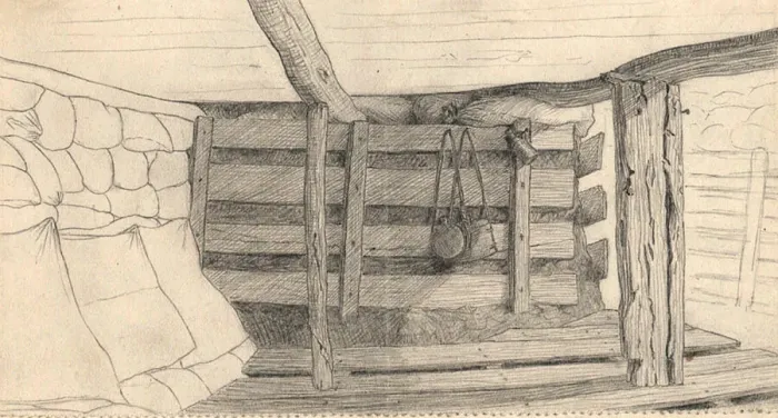 Framed Print : Forward Observation Dugout, Festubert, by RBT Kelly, WW1 Framed Print : Forward Observation Dugout, Festubert, by RBT Kelly, WW1