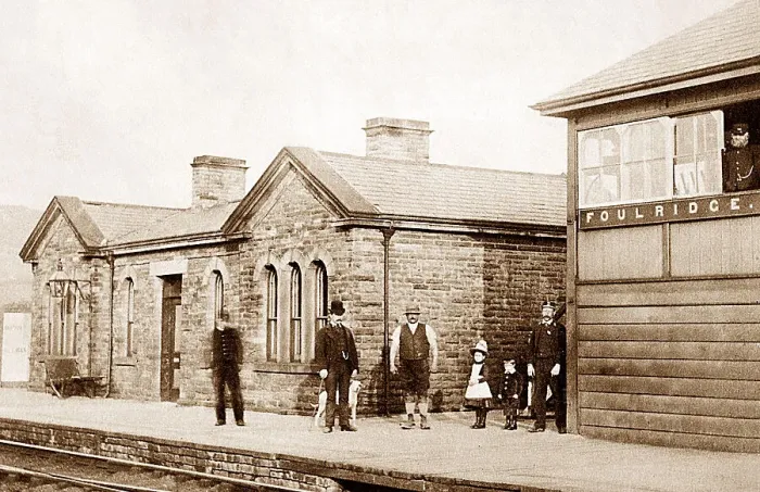 Framed Print : Foulridge Railway Station and Signal Box early 1900s Framed Print : Foulridge Railway Station and Signal Box early 1900s
