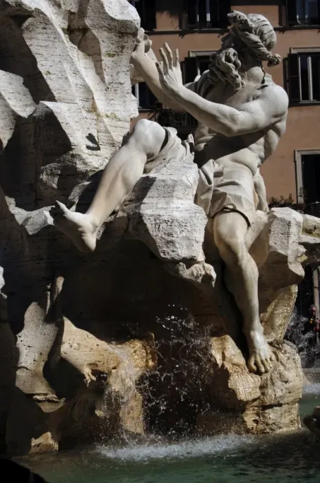 Framed Print : Fountain of Four Rivers, 1651, by Bernini. The river-god Dan Framed Print : Fountain of Four Rivers, 1651, by Bernini. The river-god Dan