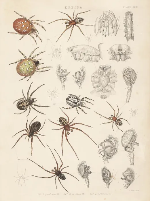 Framed Print : Four-spot orb-weaver, furrow spider and bridge spider Framed Print : Four-spot orb-weaver, furrow spider and bridge spider