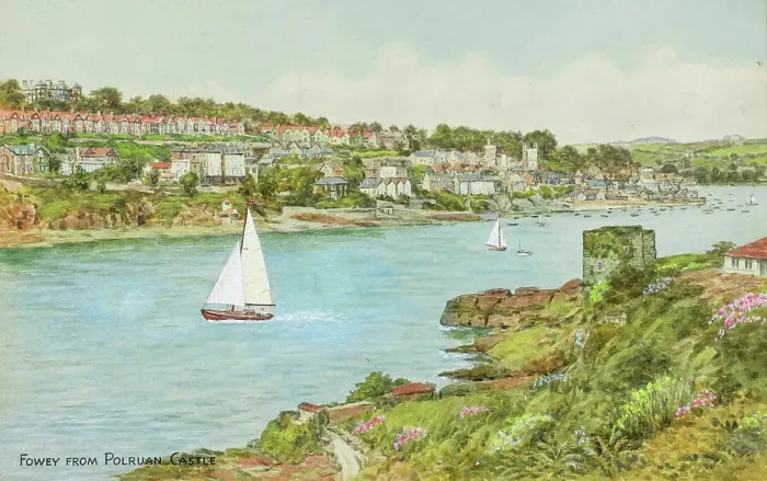 Framed Print : Fowey, Cornwall, viewed from Polruan Castle Framed Print : Fowey, Cornwall, viewed from Polruan Castle
