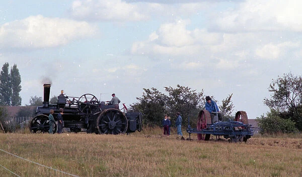 Fowler Ploughing Engine combo with plough in action