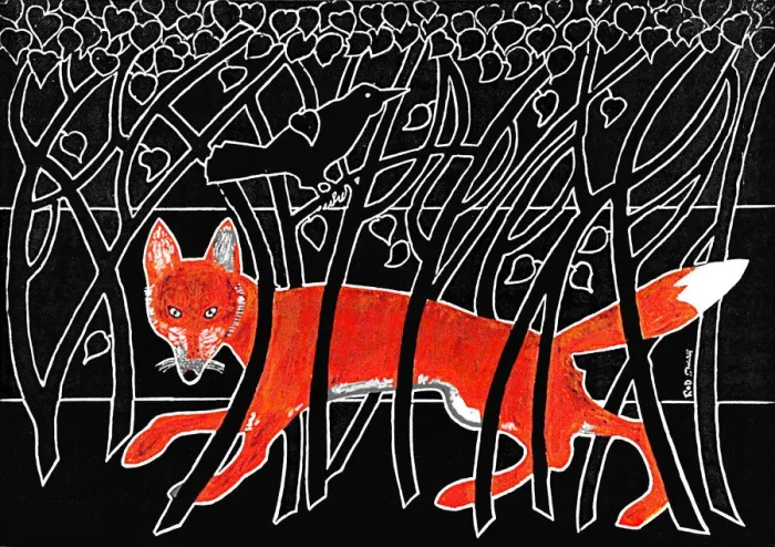 Framed Print : Fox and Blackbird Framed Print : Fox and Blackbird