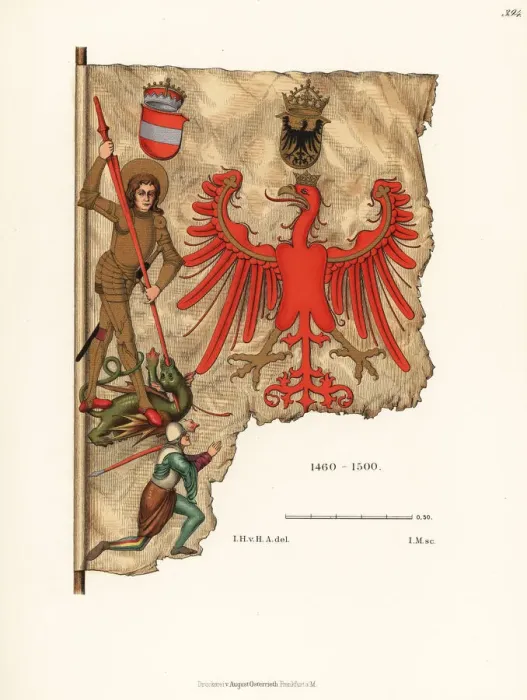 Framed Print : Fragment of a banner of miners from Tyrol, 15th century Framed Print : Fragment of a banner of miners from Tyrol, 15th century