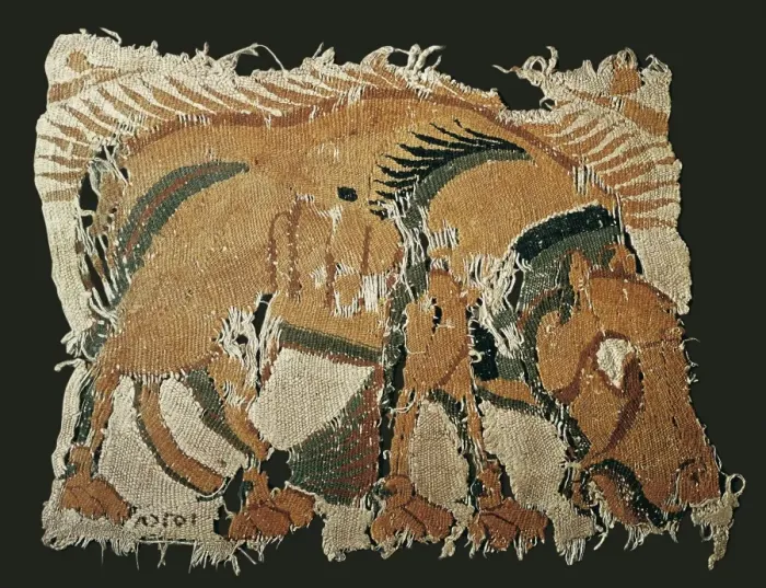 Framed Print : Fragment of Egyptian fabric with hippopotamus Framed Print : Fragment of Egyptian fabric with hippopotamus