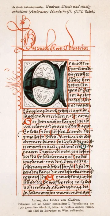 Framed Print : Fragment of the Lieder von Gudrun Framed Print : Fragment of the Lieder von Gudrun