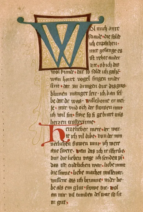 Framed Print : Fragment of a Minnesinger manuscript Framed Print : Fragment of a Minnesinger manuscript