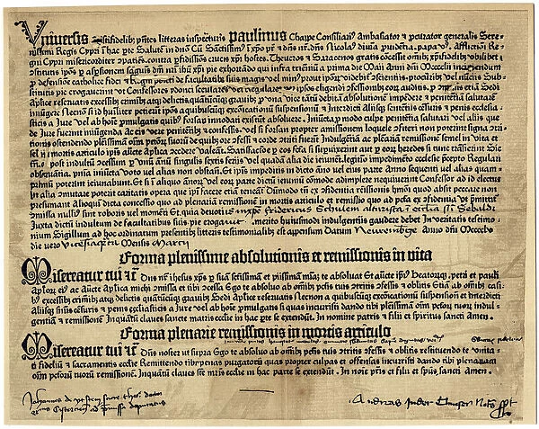 Fragment of a work produced by Gutenberg