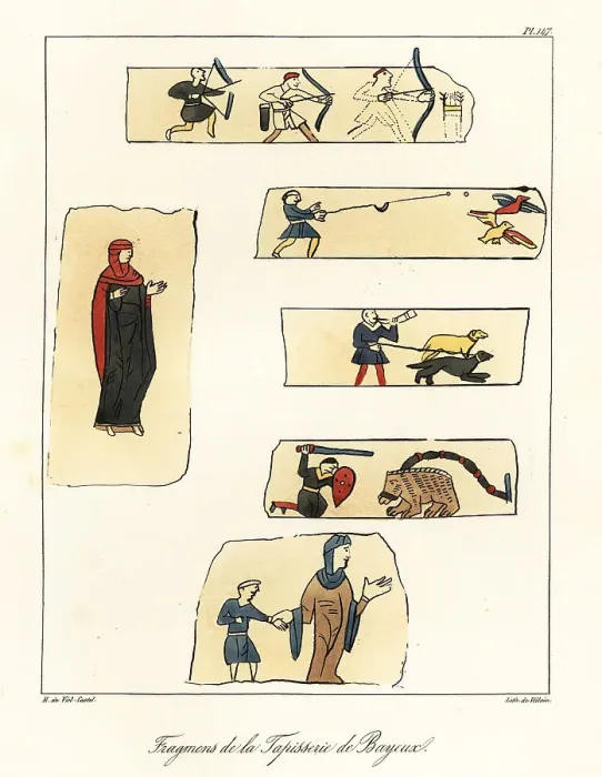 Framed Print : Fragments from the Bayeux Tapestry depicting the Norman Conquest Framed Print : Fragments from the Bayeux Tapestry depicting the Norman Conquest