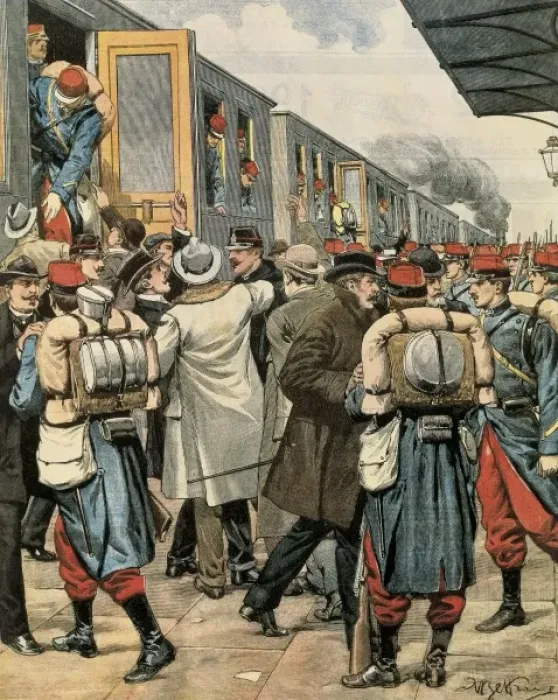 Framed Print : France (1901). Departure from Paris of French