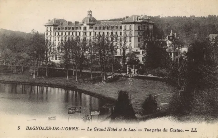 Framed Print : France - Bagnoles-de-LOrne - Grand Hotel and the Lake Framed Print : France - Bagnoles-de-LOrne - Grand Hotel and the Lake