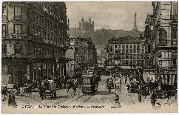 France / Lyon. La Place des Cordeliers, with the Coteau de Fourviere in the distance