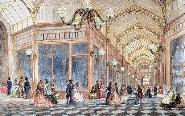 France. Paris. 19th century. Passage Mires. Engraving