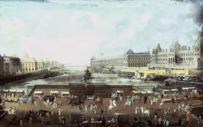 Framed Print : France. Paris. New bridge Louvre Palace and the College of F Framed Print : France. Paris. New bridge Louvre Palace and the College of F