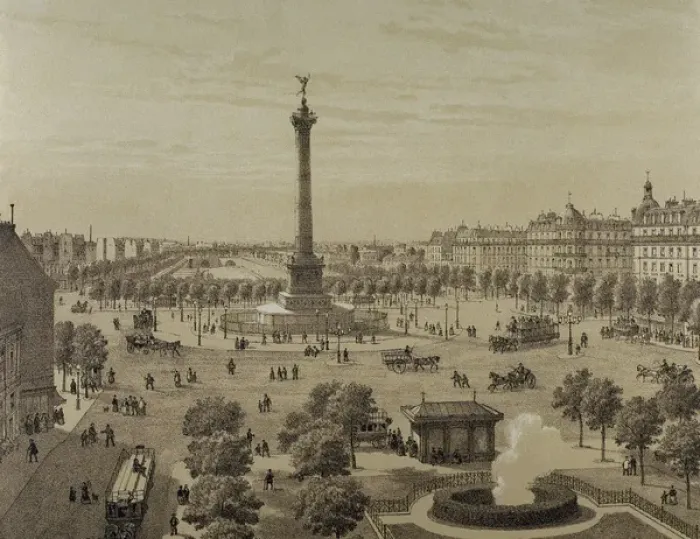 Framed Print : France. Paris. Place de la Bastille and the July Column, 187 Framed Print : France. Paris. Place de la Bastille and the July Column, 187