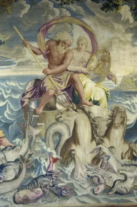 Framed Print : FRANCE. Pau. Castle. Triton or Neptune represented Framed Print : FRANCE. Pau. Castle. Triton or Neptune represented