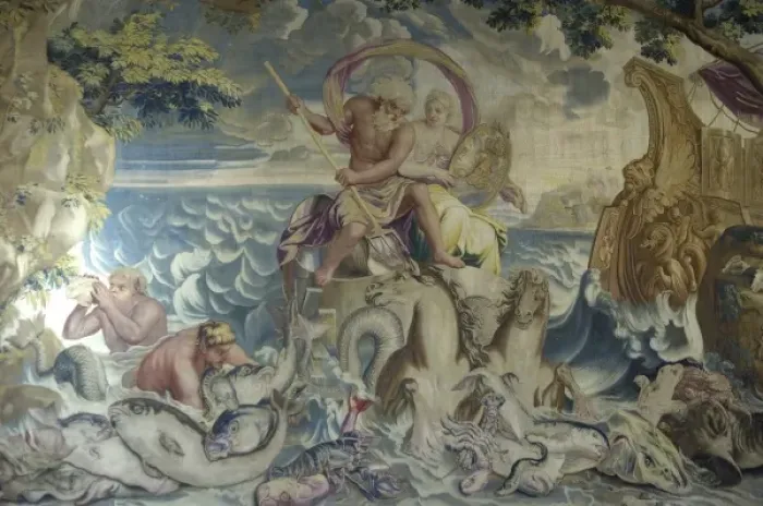 Framed Print : FRANCE. Pau. Castle. Triton or Neptune represented Framed Print : FRANCE. Pau. Castle. Triton or Neptune represented