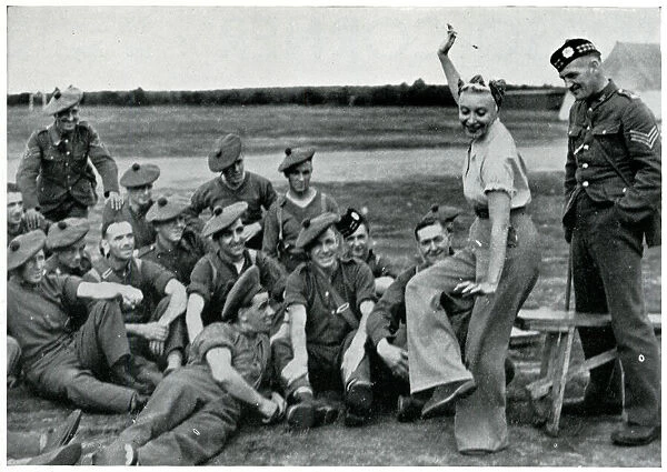 Frances Day entetaining troops, September 1939