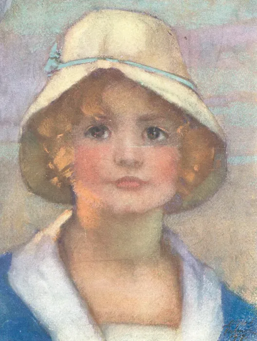 Framed Print : Francesca. A portrait painting of Francesca, an innocent looking young Framed Print : Francesca. A portrait painting of Francesca, an innocent looking young
