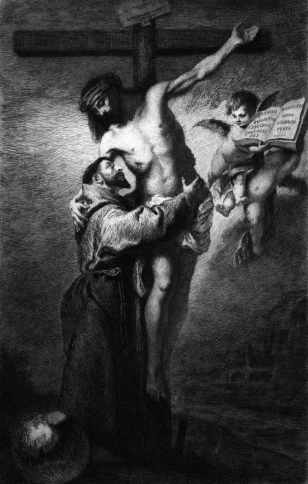 Framed Print : Francis and Jesus Vision Framed Print : Francis and Jesus Vision