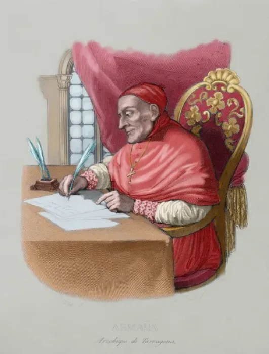 Framed Print : Francisco Armanya Font (1718-1803). Colored engraving Framed Print : Francisco Armanya Font (1718-1803). Colored engraving