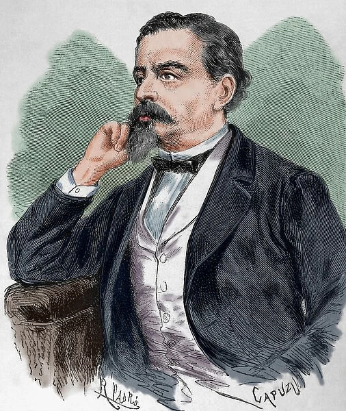 Francisco Camprodon Lafont (1816-1870). Engraving. Colored