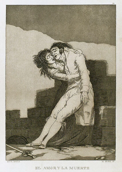 Francisco Goya (1746-1828). Caprices. Plaque 10. Love and d