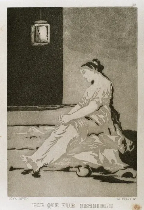 Framed Print : Francisco Goya (1746-1828). Caprices. Plaque 32. Because she Framed Print : Francisco Goya (1746-1828). Caprices. Plaque 32. Because she