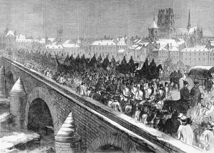Framed Print : Franco-Prussian War. The German Army crossing the Loire at O Framed Print : Franco-Prussian War. The German Army crossing the Loire at O