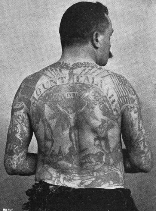 Framed Print : Frank de Burgh, tattooed man, 1897 Framed Print : Frank de Burgh, tattooed man, 1897