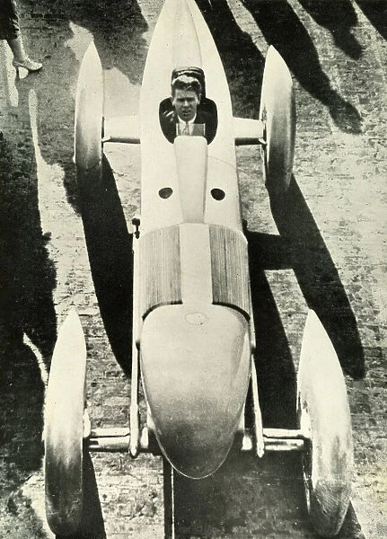 Frank Lockhart at the wheel of the Black Hawk Stutz